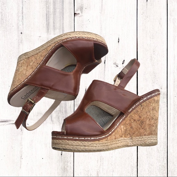 Catherine Malandrino Shoes - Brown Open toe strapped wicker wedge sandals